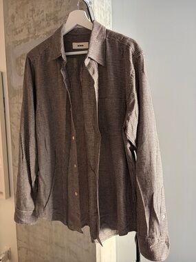 Buck Mason Brown and Cream Micro-Check Shirt